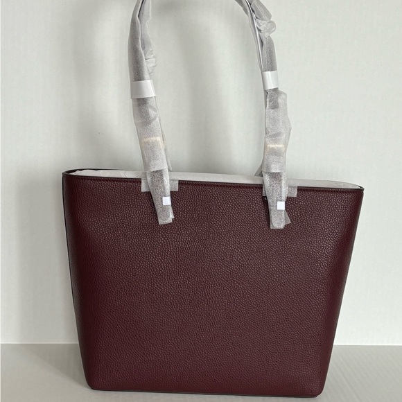 NWT Michael Kors Jet Set Travel Medium Double Pocket Tote Oxblood Vegan Leather - Picture 7 of 14